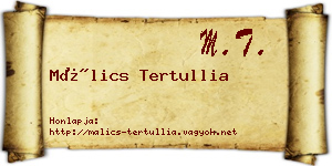 Málics Tertullia névjegykártya